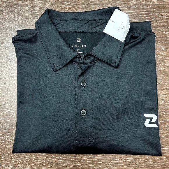 Zelos Polo Golf Shirt Men LT Black Stretch Lightweight Stretch NWT - Picture 8 of 8